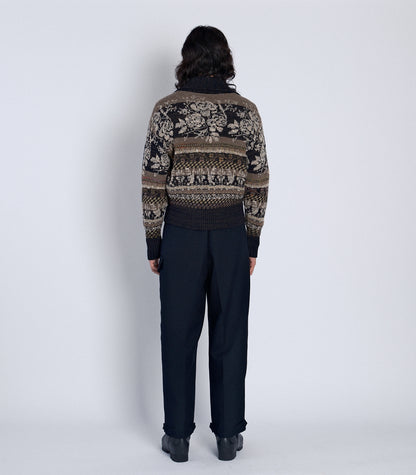 JACQUARD CARDIGAN - BLACK - TANAKA