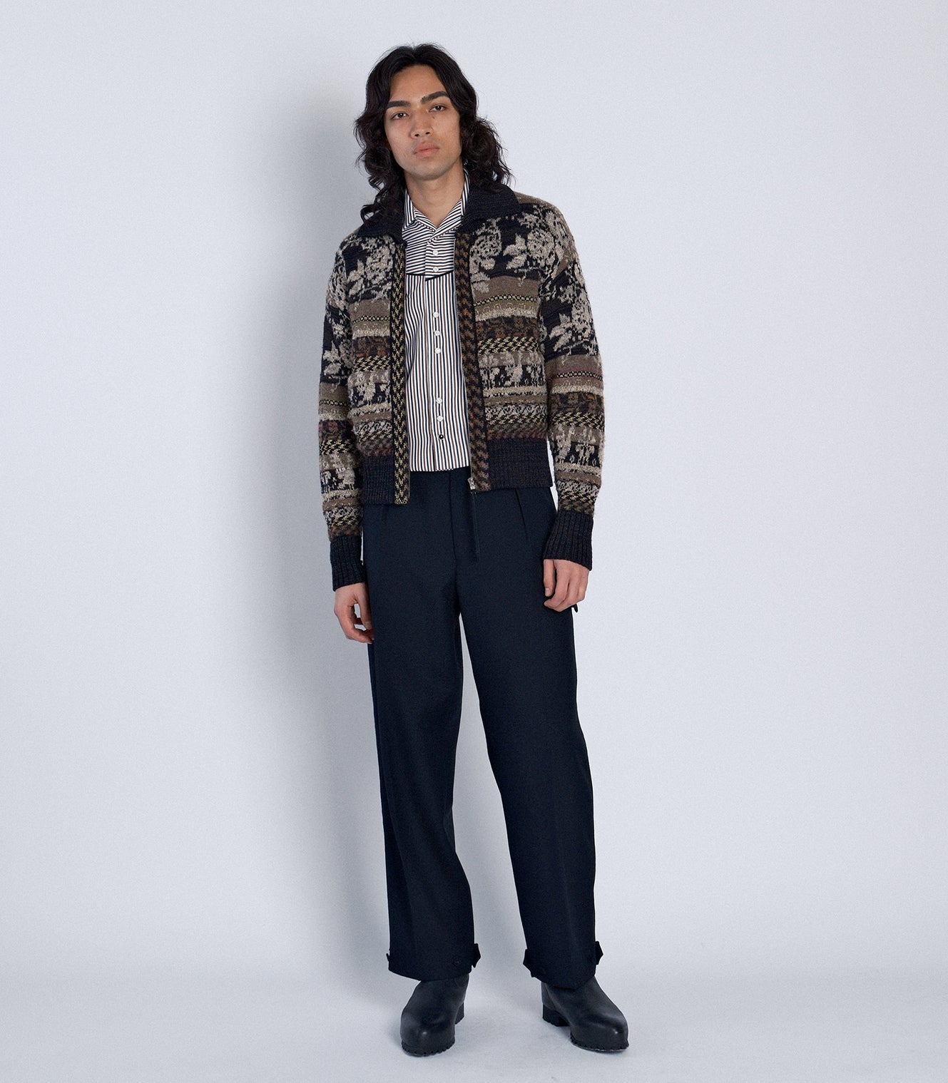 JACQUARD CARDIGAN - BLACK