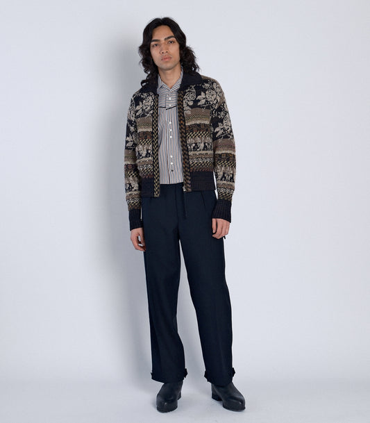 JACQUARD CARDIGAN - BLACK