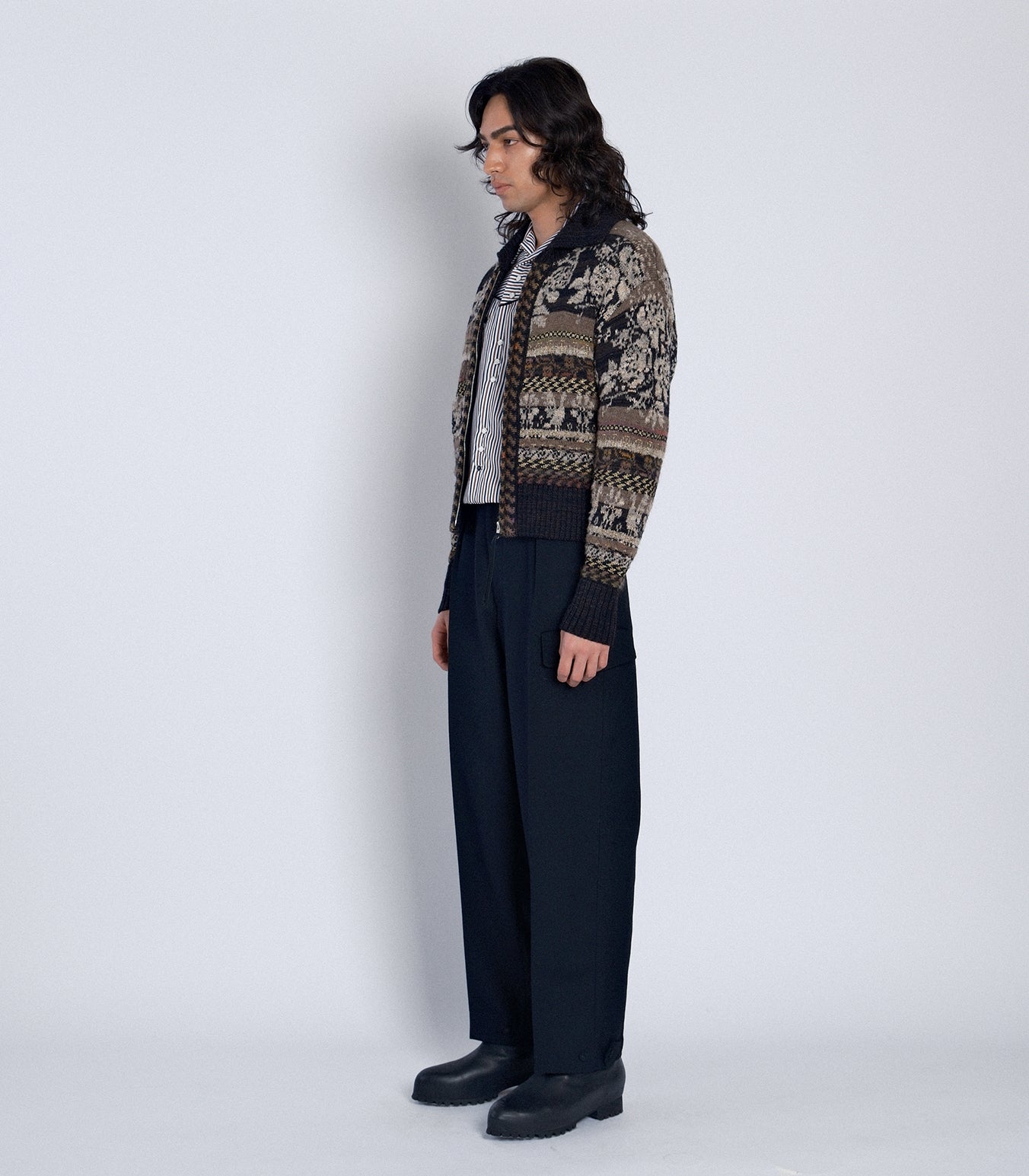 JACQUARD CARDIGAN - BLACK