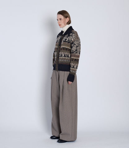 JACQUARD CARDIGAN - BLACK - TANAKA