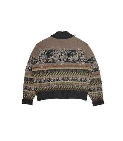 JACQUARD CARDIGAN - BLACK - TANAKA