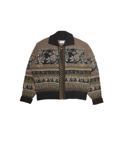 JACQUARD CARDIGAN - BLACK - TANAKA