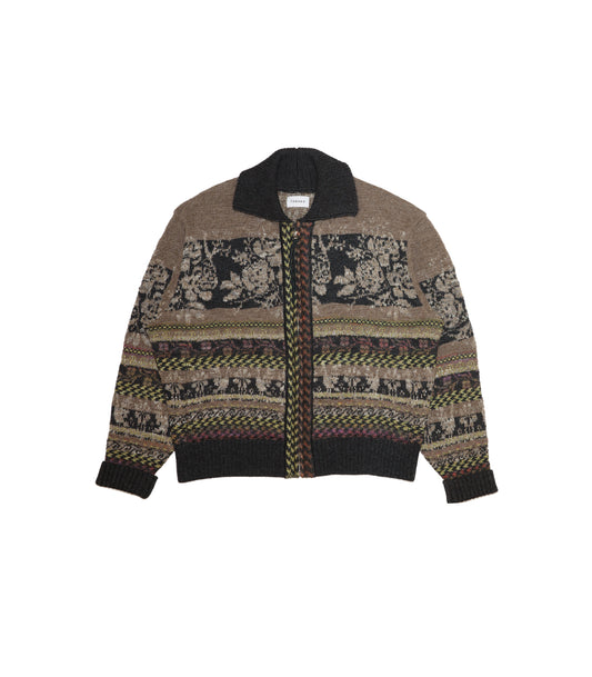 JACQUARD CARDIGAN - BLACK