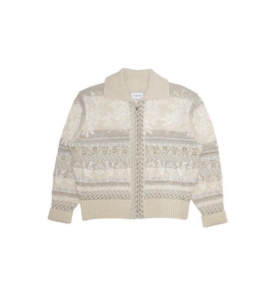 JACQUARD CARDIGAN - NATURAL