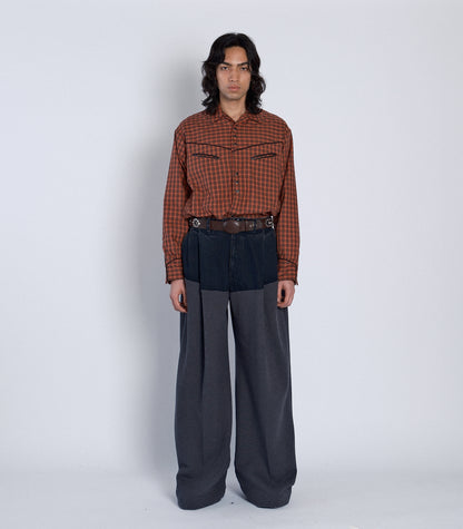 COMBI WIDE TROUSERS - CHARCOAL - TANAKA