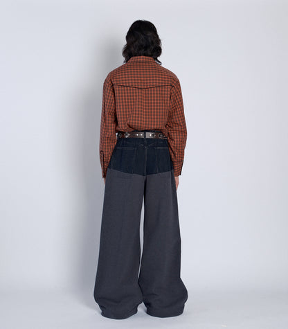 COMBI WIDE TROUSERS - CHARCOAL - TANAKA