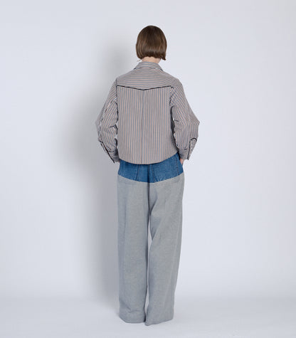 COMBI WIDE TROUSERS - HEATHER GRAY - TANAKA