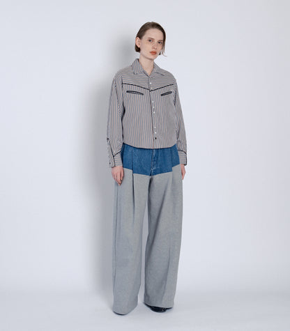 COMBI WIDE TROUSERS - HEATHER GRAY - TANAKA