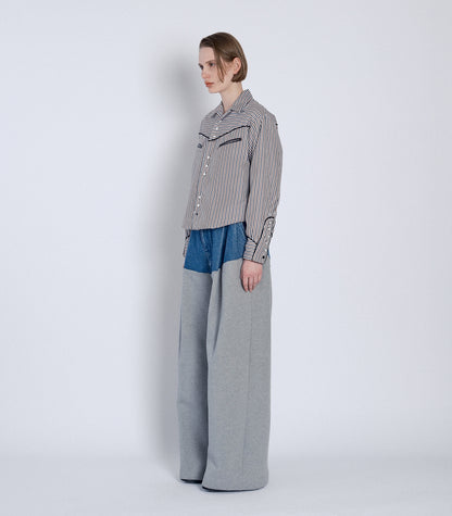 COMBI WIDE TROUSERS - HEATHER GRAY - TANAKA