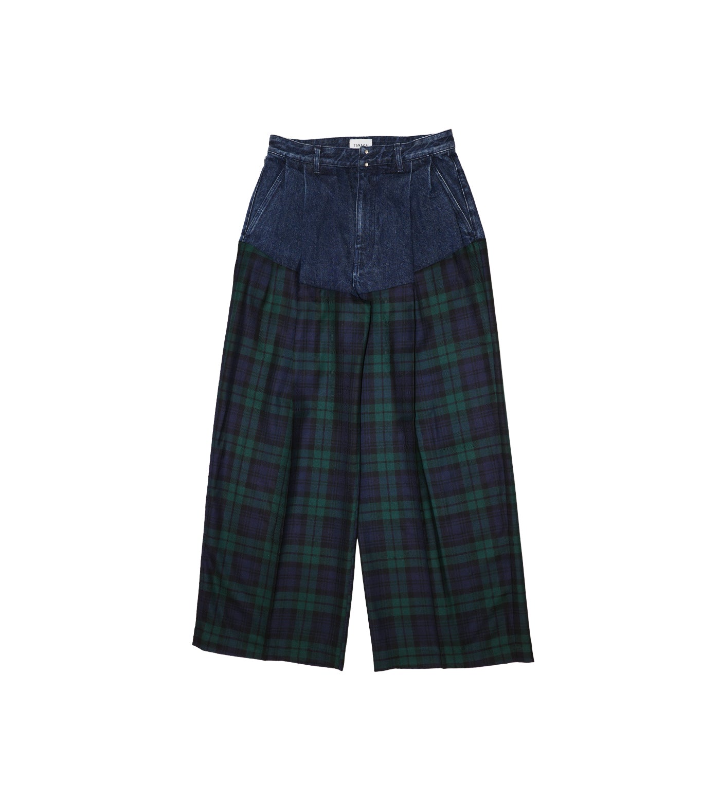 COMBI WIDE TROUSERS - GREEN CHECK