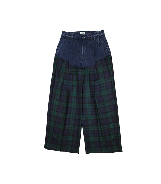 COMBI WIDE TROUSERS - GREEN CHECK