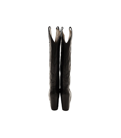 WESTERN LONG BOOTS - BLACK - TANAKA