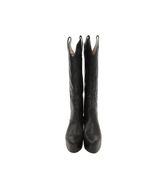 WESTERN LONG BOOTS - BLACK