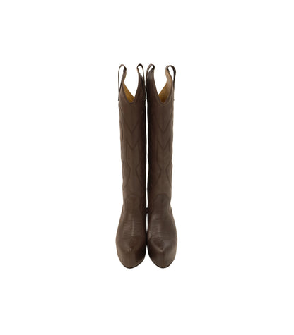 WESTERN LONG BOOTS - BROWN - TANAKA