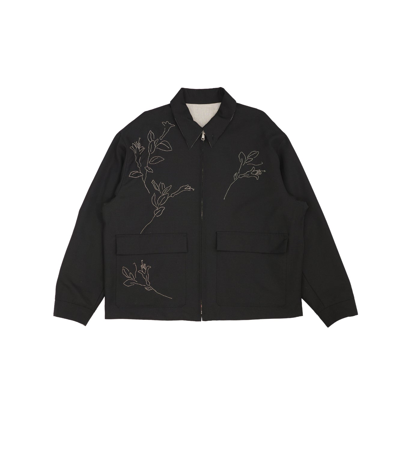 RIVERSIBLE JACKET - BLACK/LINEN(EMBROIDERY) - TANAKA
