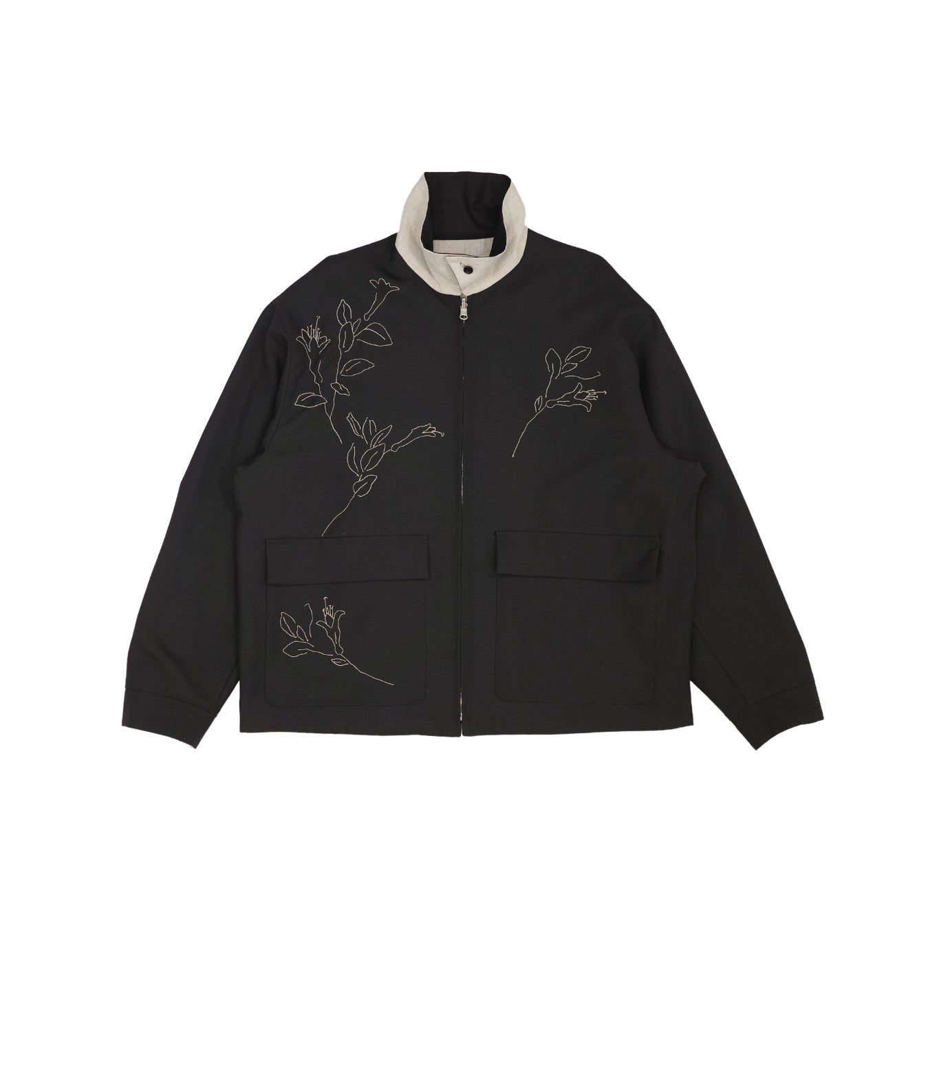 RIVERSIBLE JACKET - BLACK/LINEN(EMBROIDERY) - TANAKA