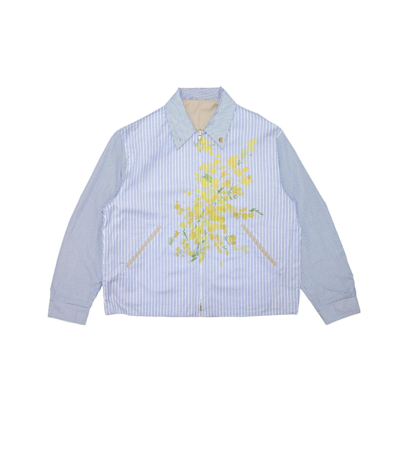 RIVERSIBLE JACKET -  SAND/BLUE STRIPE(FLOWER) - TANAKA