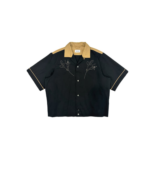 BOWLING SHIRT - BLACK (EMBROIDERY) - TANAKA
