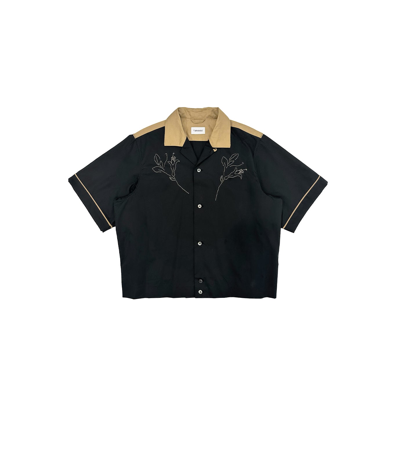 BOWLING SHIRT - BLACK (EMBROIDERY) - TANAKA