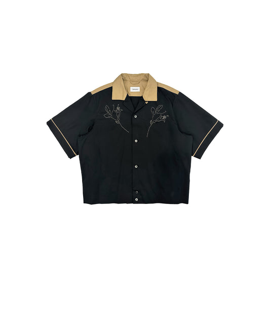 BOWLING SHIRT - BLACK (EMBROIDERY) - TANAKA