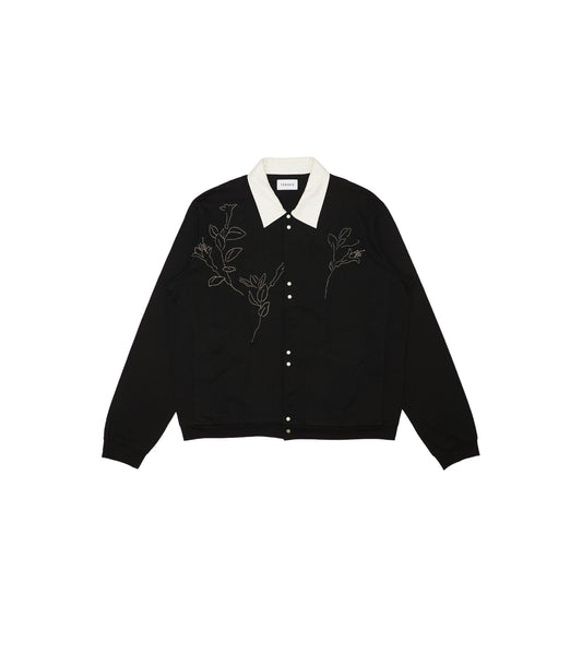 JERSEY CARDIGAN - BLACK (EMBROIDERY) - TANAKA