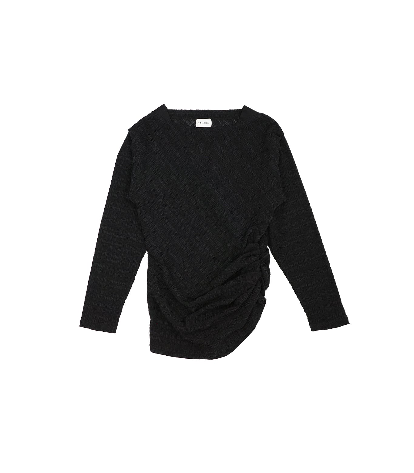 DRAPE LONG SLEEVE TEE - BLACK - TANAKA