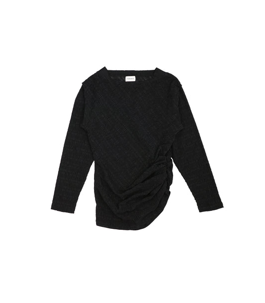 DRAPE LONG SLEEVE TEE - BLACK - TANAKA