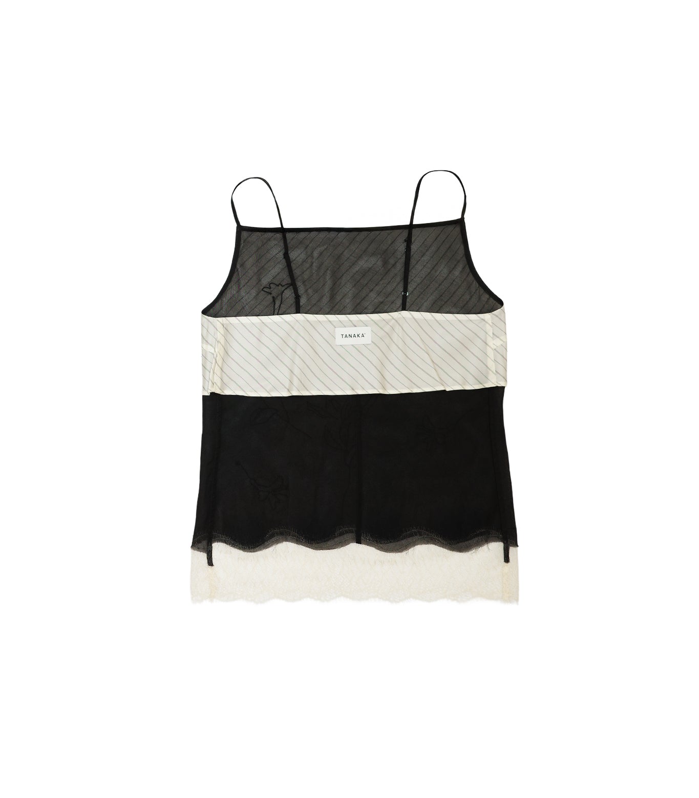 COMBI-CAMI TOP - BLACK(EMBROIDERY) - TANAKA