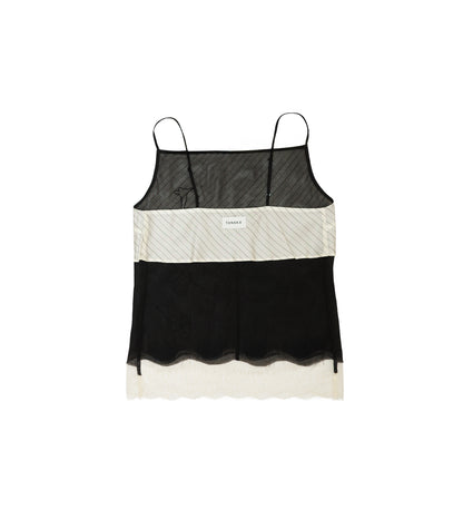 COMBI-CAMI TOP - BLACK(EMBROIDERY) - TANAKA