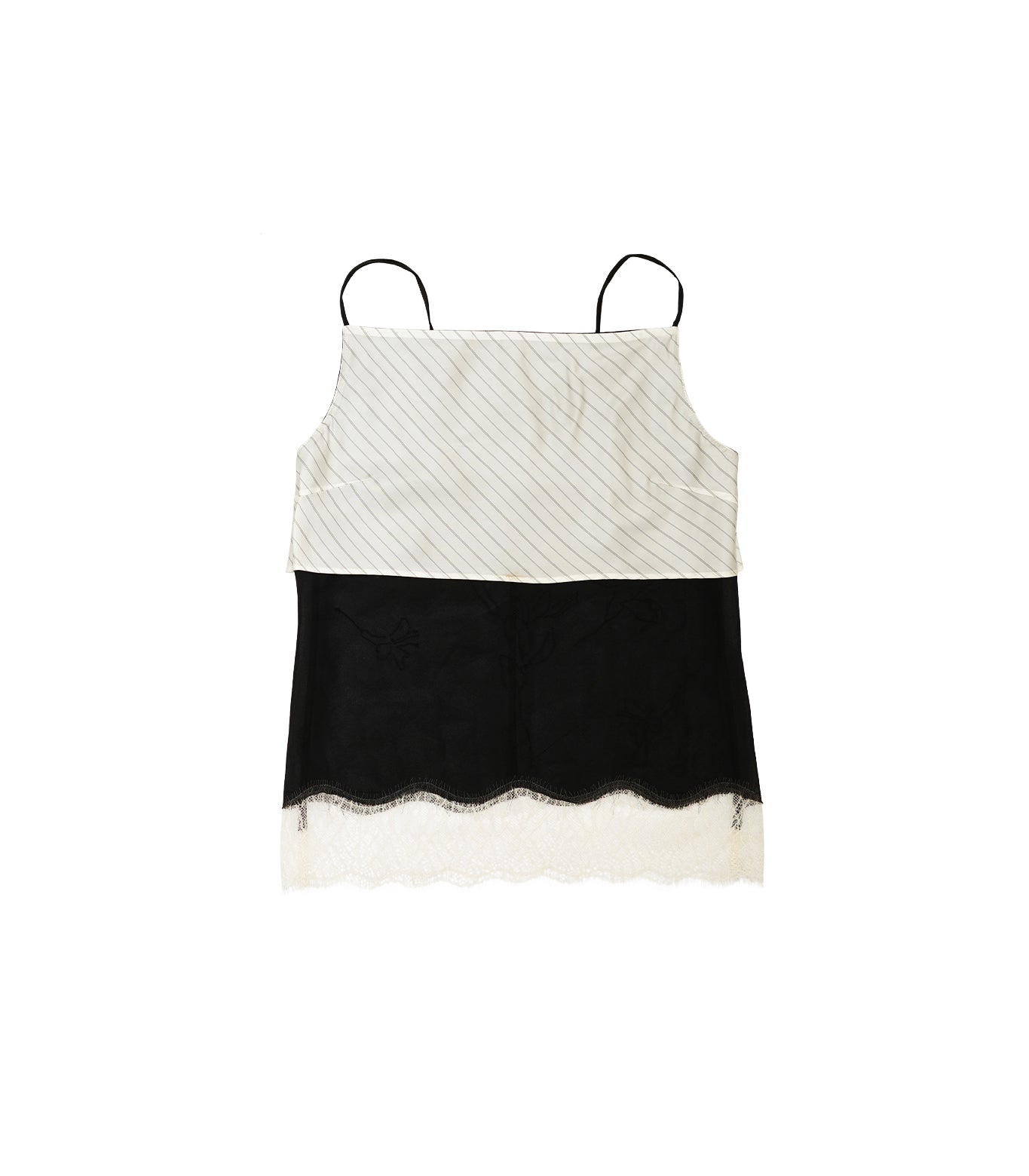 COMBI-CAMI TOP - BLACK(EMBROIDERY) - TANAKA