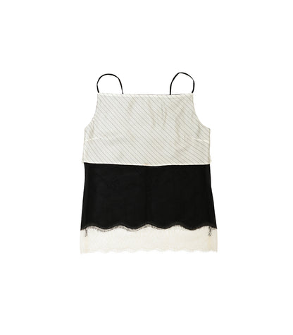 COMBI-CAMI TOP - BLACK(EMBROIDERY) - TANAKA