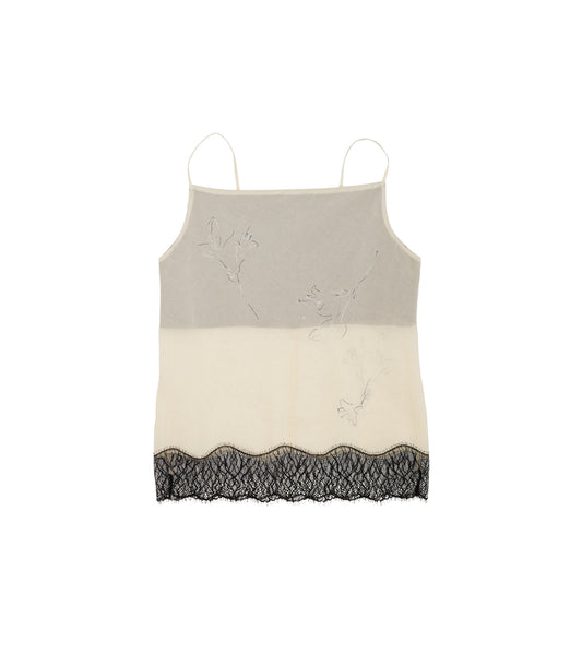 COMBI-CAMI TOP - NATURAL (EMBROIDERY) - TANAKA