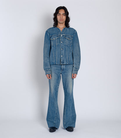 FLARE JEAN TROUSERS - GREEN BLUE - TANAKA