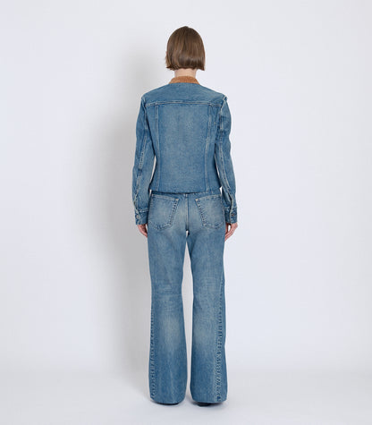 FLARE JEAN TROUSERS - GREEN BLUE - TANAKA