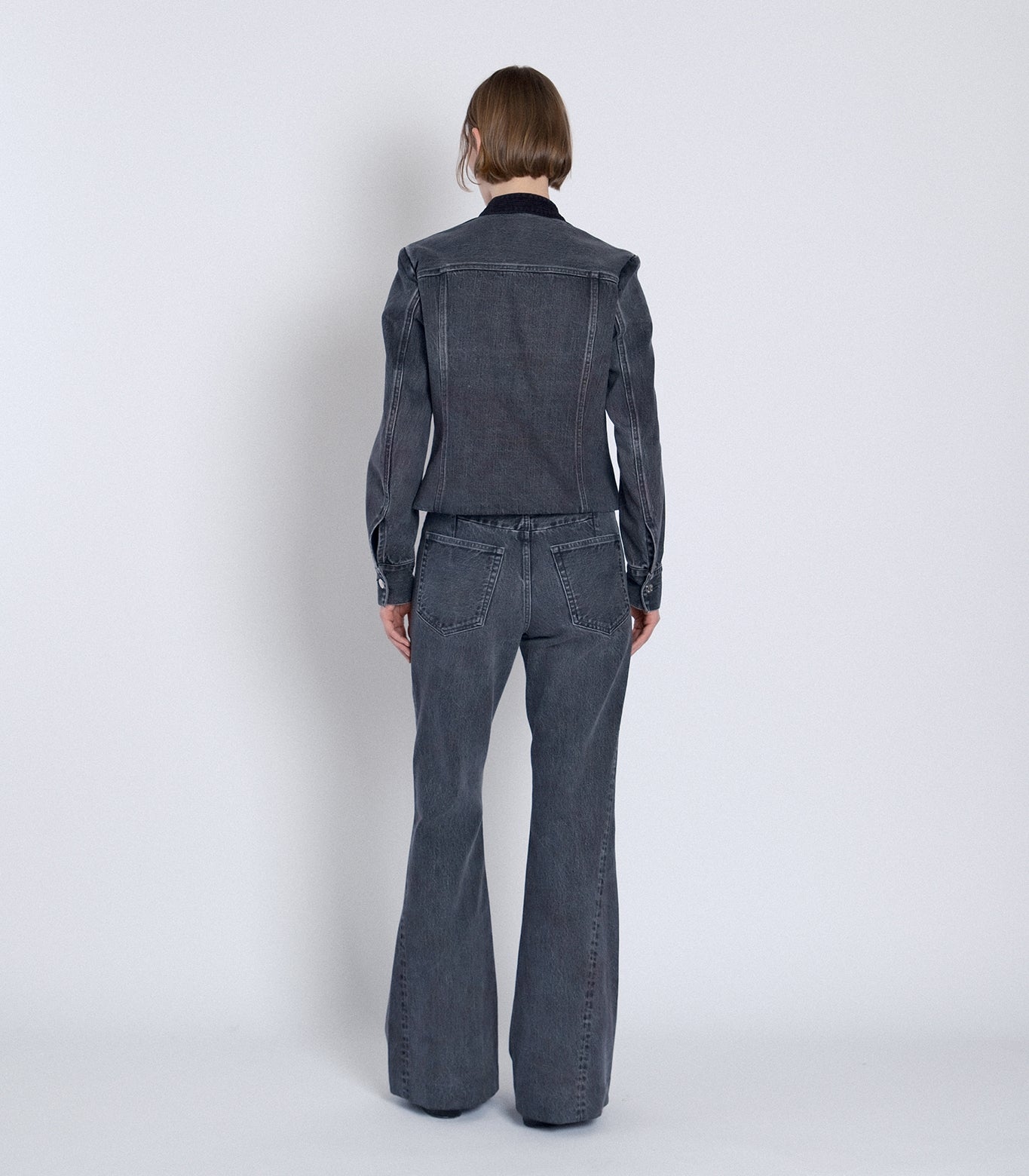 NO COLLAR TRUCKER JACKET - GRAY