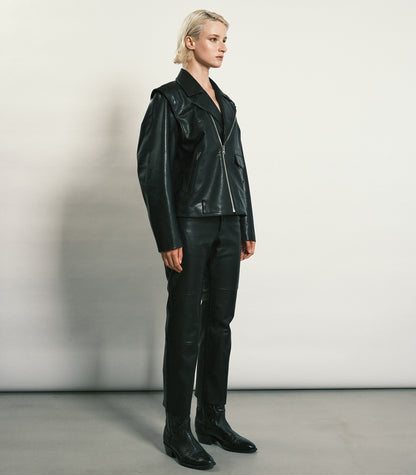 LEATHER TROUSERS - BLACK - TANAKA