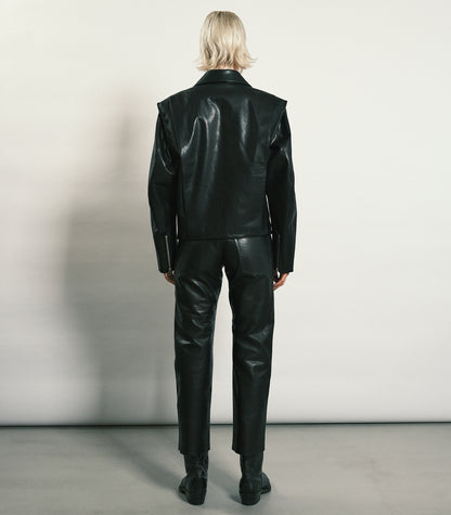 LEATHER TROUSERS - BLACK - TANAKA