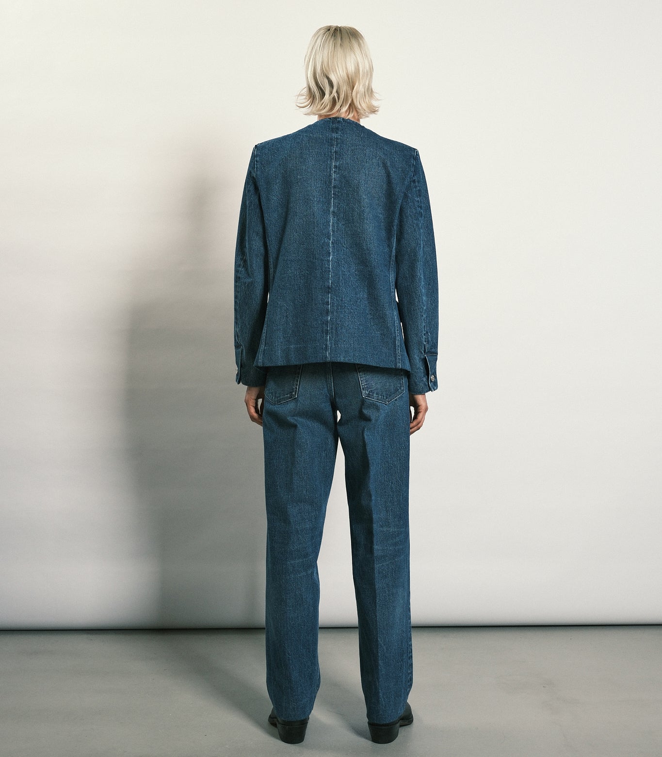 NO COLLAR JEAN JACKET - VINTAGE BLUE – TANAKA