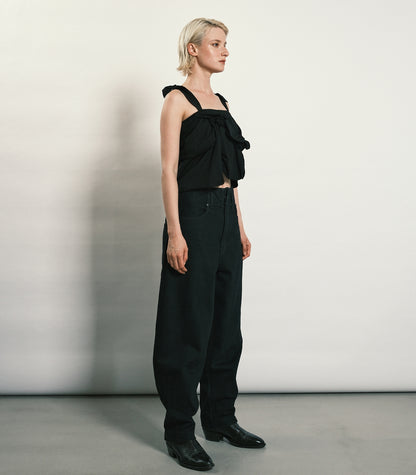 TAPERED JEAN TROUSERS - OVERDYE BLACK - TANAKA