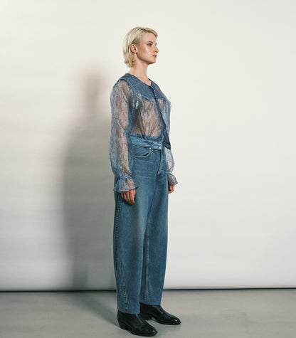 TAPERED JEAN TROUSERS - MID BLUE - TANAKA