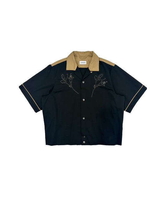 【 Coming Soon 】BOWLING SHIRT - BLACK (EMBROIDERY) - TANAKA