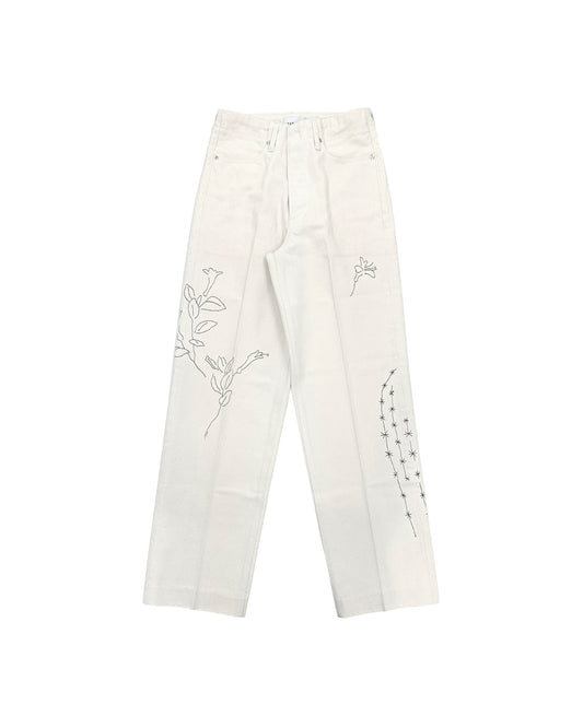 THE JEAN TROUSERS - WHITE(EMBROIDERY) - TANAKA